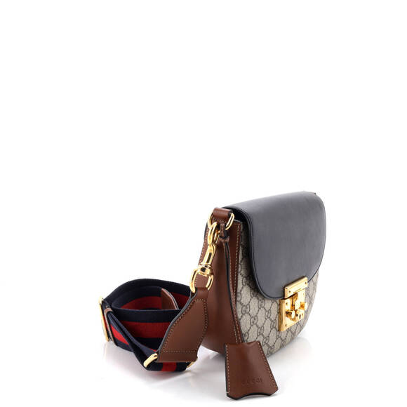Gucci Medium Padlock Saddle Shoulder Bag GG Coated Canvas and Leather - Picture 2 of 6